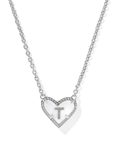 Ari Heart Letter Silver Short Pendant Necklace
