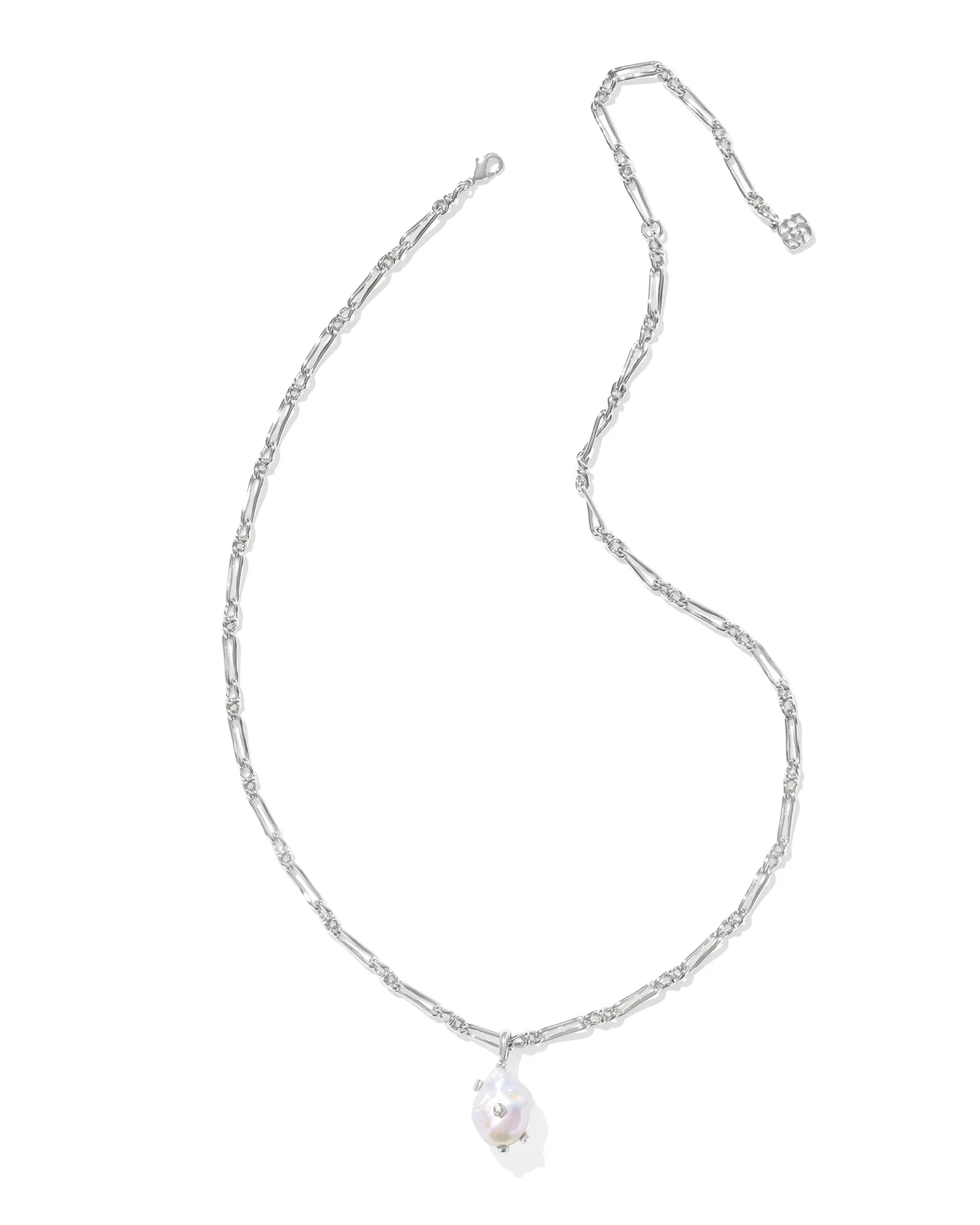 Melody Small Long Pendant Necklace in Silver