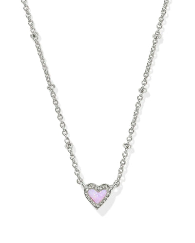 Mini Ari Heart Silver Satellite Short Pendant Necklace