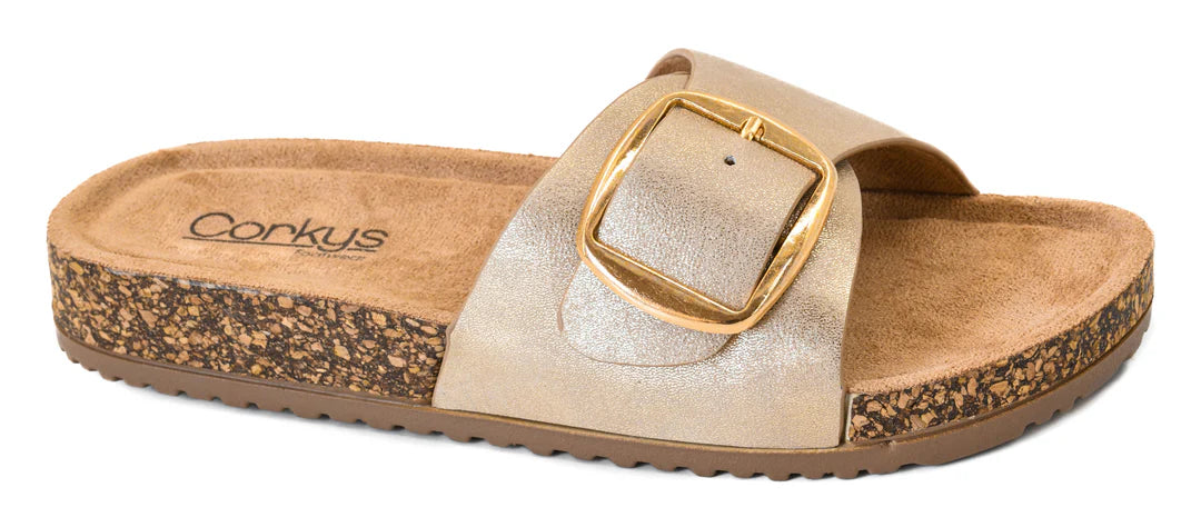 Corkys Road Trip Buckle Sandals in Gold