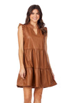 Mud Pie Tabitha Leather Dress in Tan