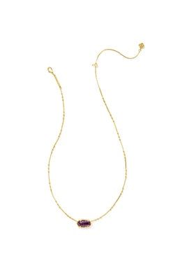 Elisa Bamboo Framed Pendant Neckace in Gold