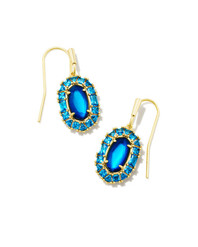 Lee Crystal Frame Drop Earrings in Gold