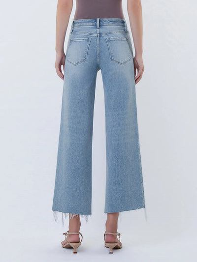 Vervet High Rise Distressed Hem Crop Wide Leg Jeans
