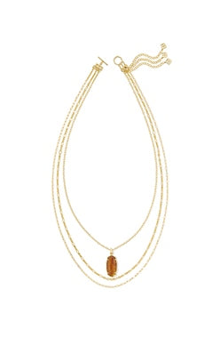 Elle Bamboo Triple Strand Necklace in Gold