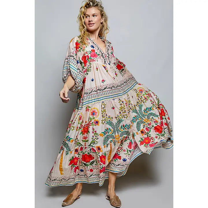 Boho Balloon Sleeve Dress