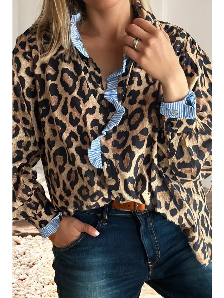 Leopard Trimmed in Baby Blue