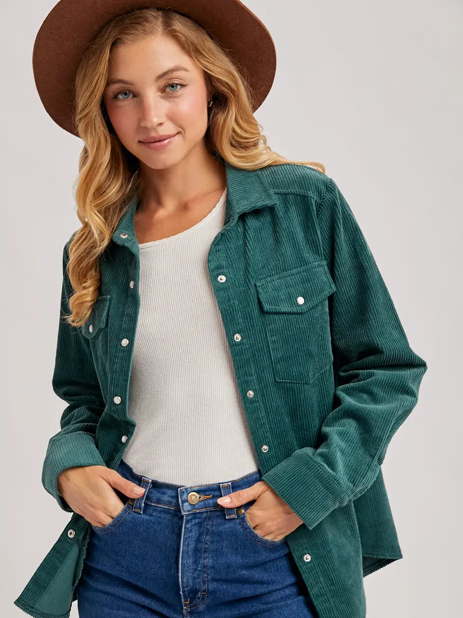 Peacock Corduroy Button Down