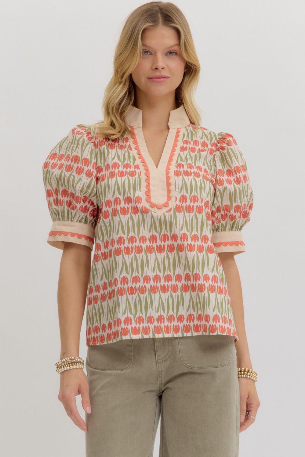 Ecru Scallop Top