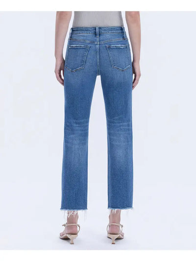 Lovervet by Vervet High Rise Frayed Hem Crop Straight Jeans