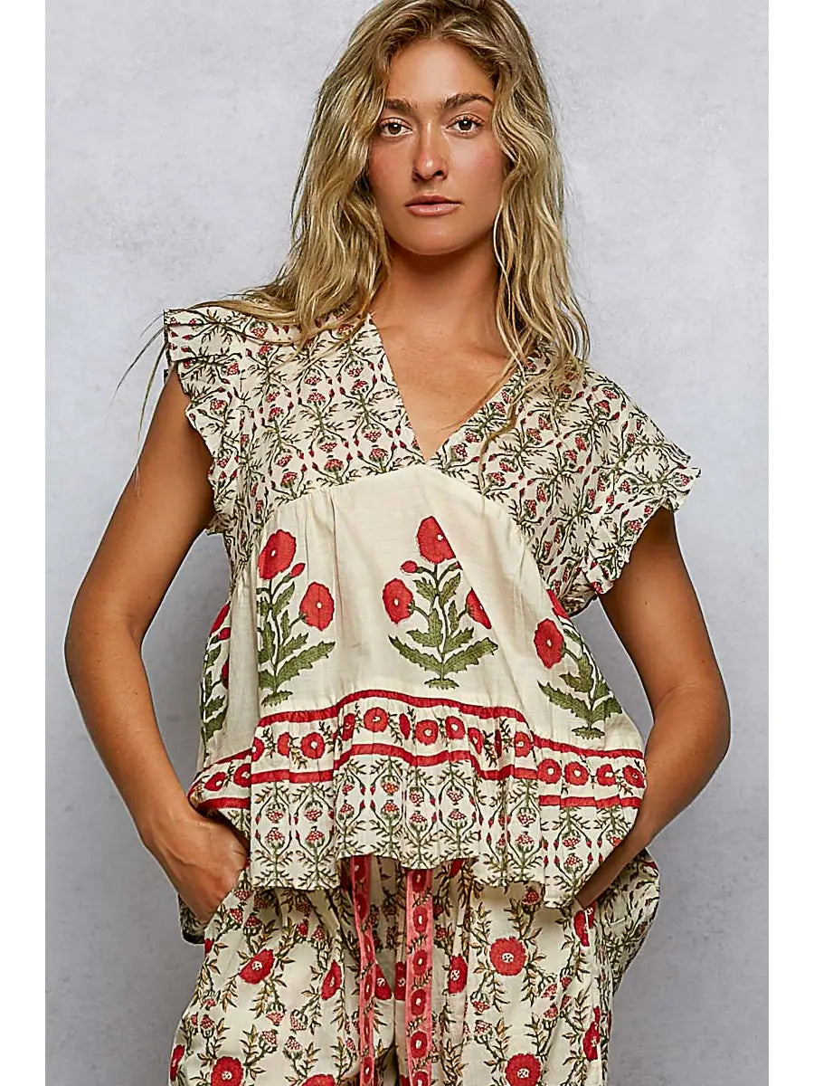 Red Boho Top