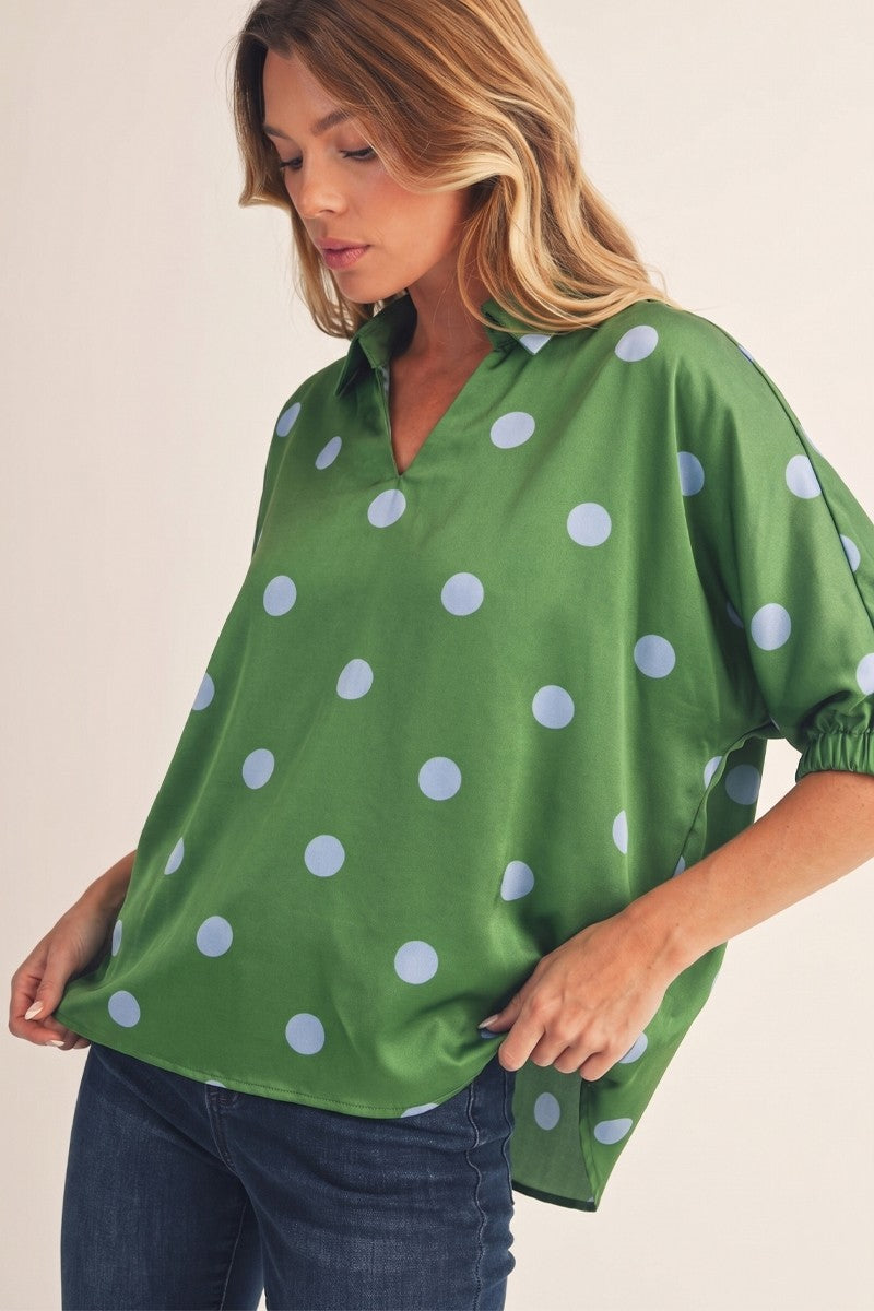 Green Goddess Polka Dot Top