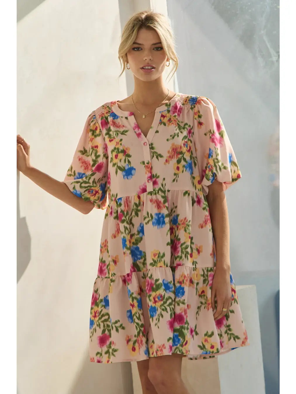 Apricot Floral Dress