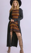 Open Front Knitted Long Cardigan