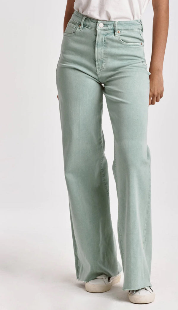 Fiona Mid Rise Wide Leg Jeans Fresh Mint - Bleu & Co