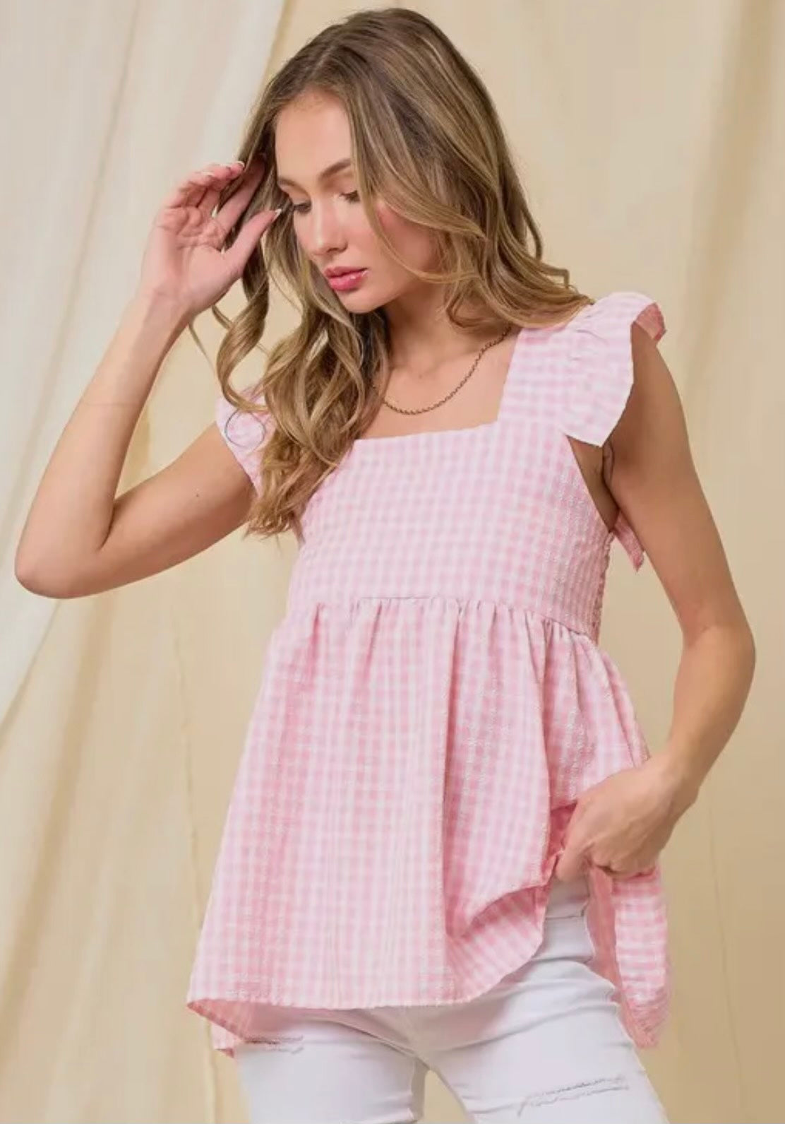 Pink Gingham Top