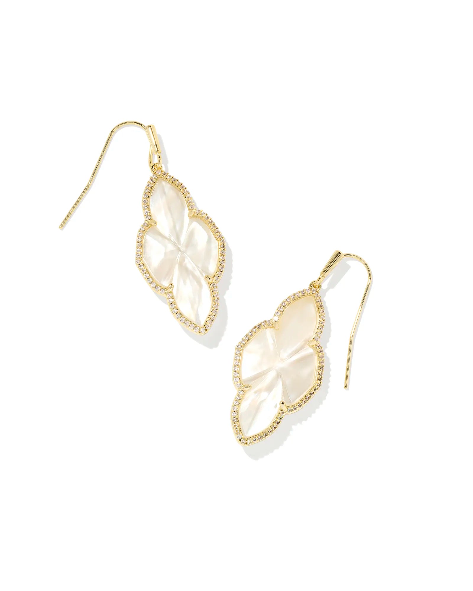 Abbie Gold Pave Frame Drop Earrings