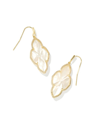 Abbie Gold Pave Frame Drop Earrings