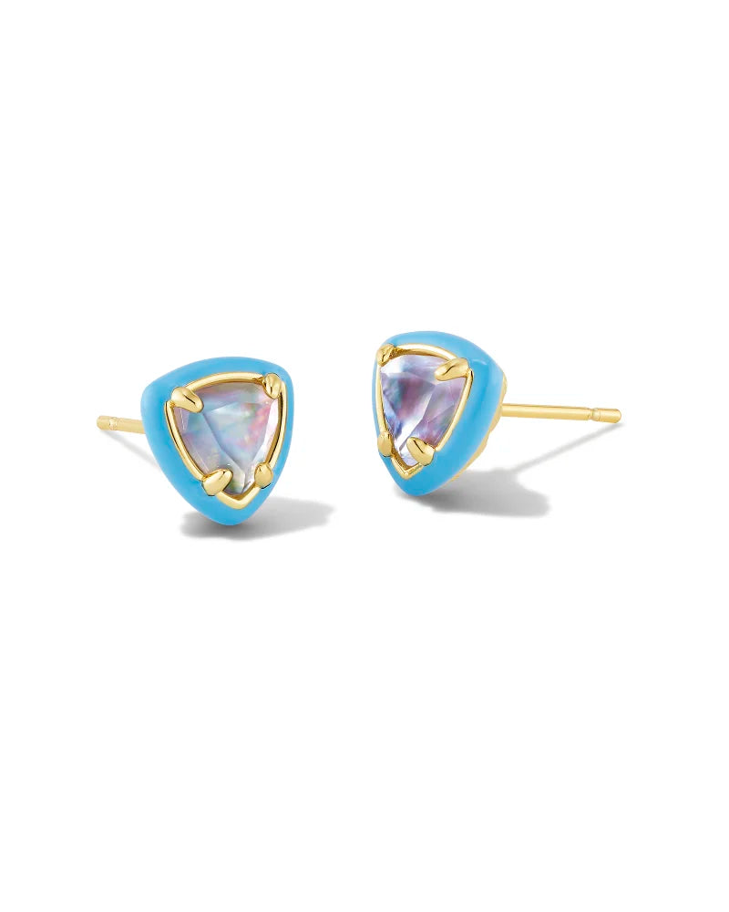Arden Gold Enamel Framed Stud Earrings