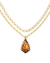 Camry Gold Enamel Frame Multi Strand Necklace