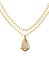 Camry Gold Enamel Frame Multi Strand Necklace