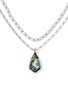 Camry Silver Enamel Frame Multi Strand Necklace