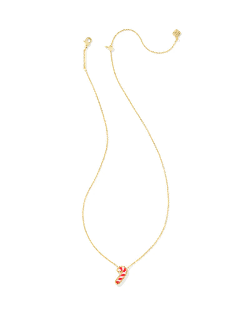 Candy Cane Gold Short Pendant Necklace