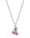 Cherry Silver Short Pendant Necklace in Berry Kyocera Opal