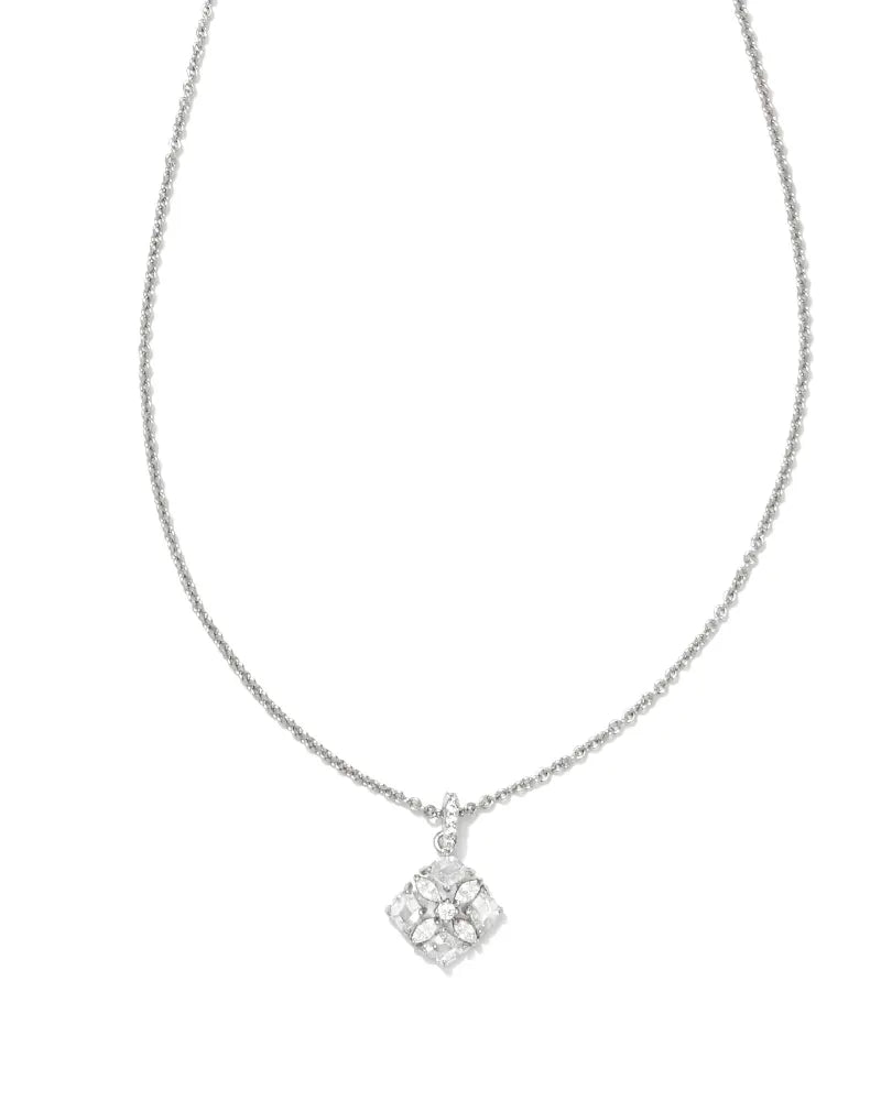 Dira Silver Crystal Short Pendant Necklace
