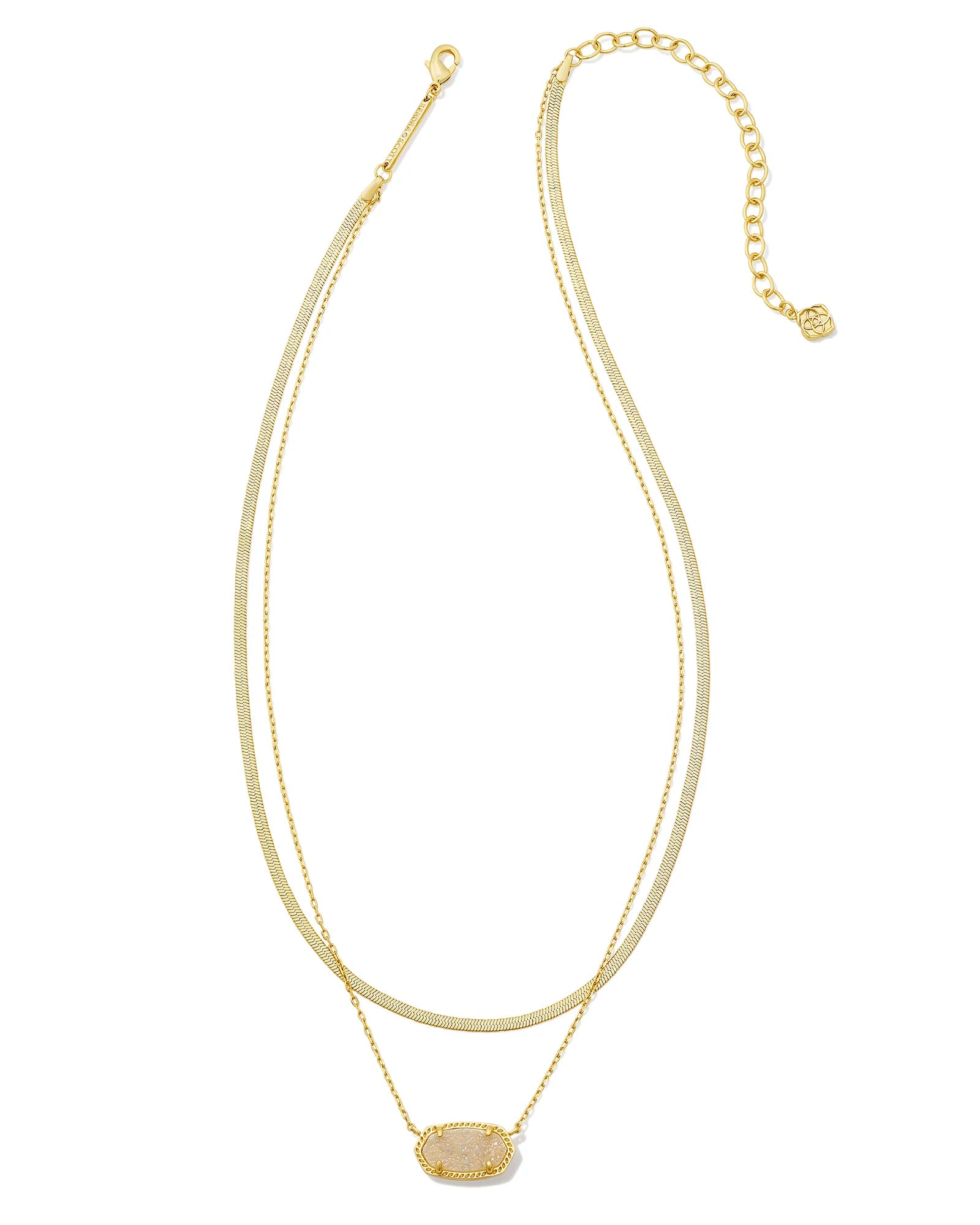 Elisa Herringbone Gold Multi Strand Necklace