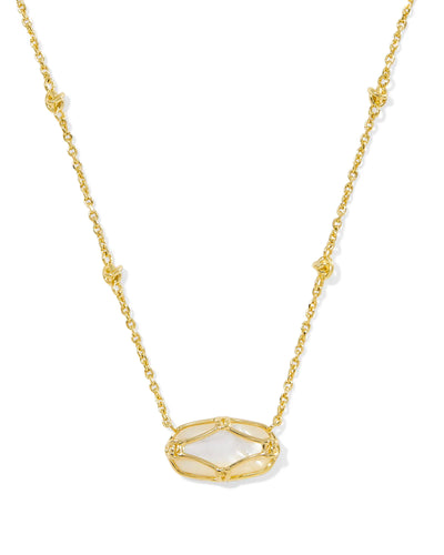 Elisa Lattice Frame Gold Short Pendant Necklace