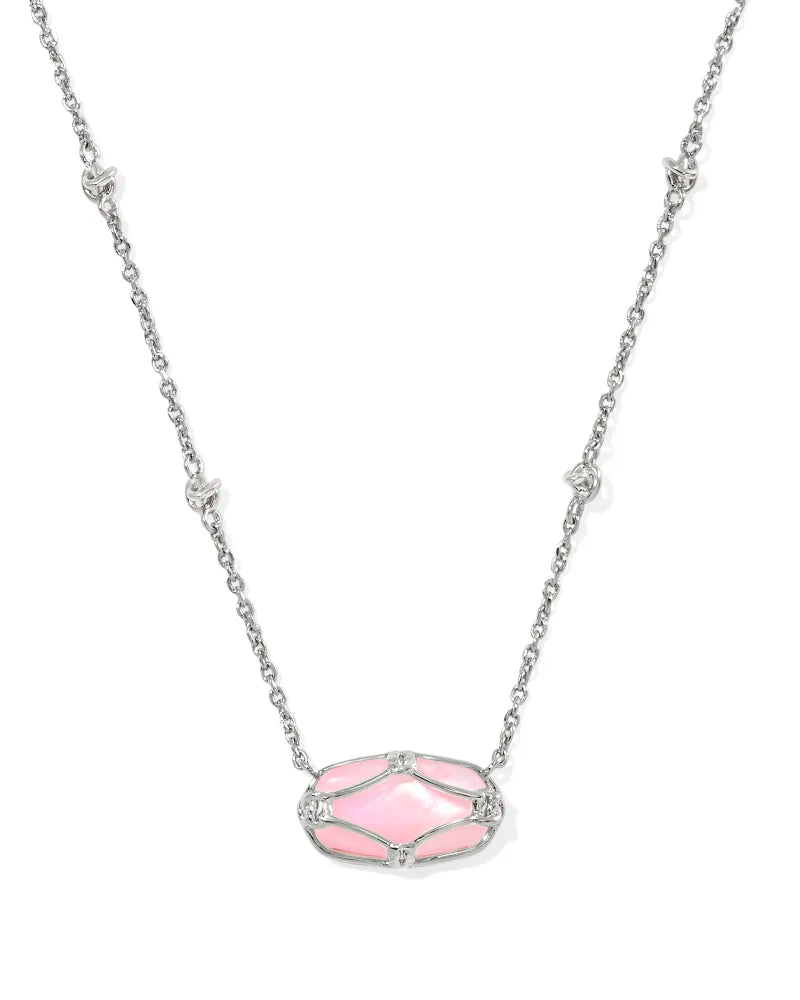 Elisa Lattice Frame Silver Short Pendant Necklace