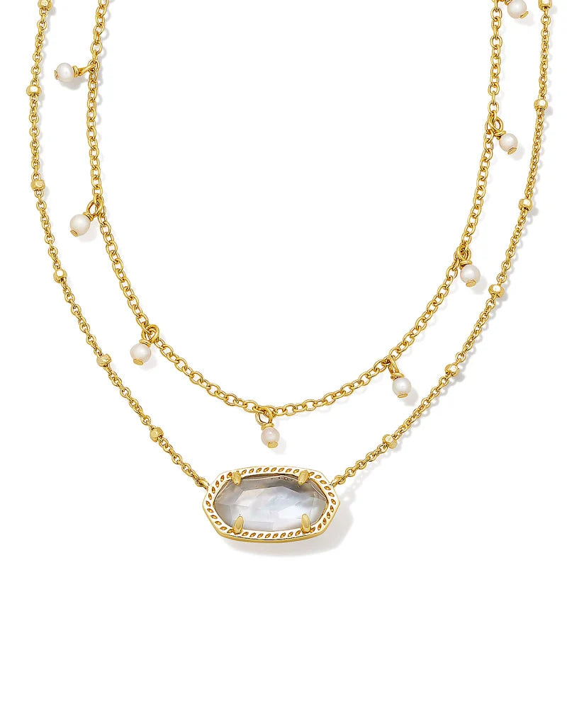 Elisa Pearl Multi Strand Necklace in Gold