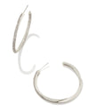 Ella Silver Hoop Earrings in White Crystal