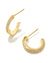 Ella Gold Huggie Earrings in White Crystal