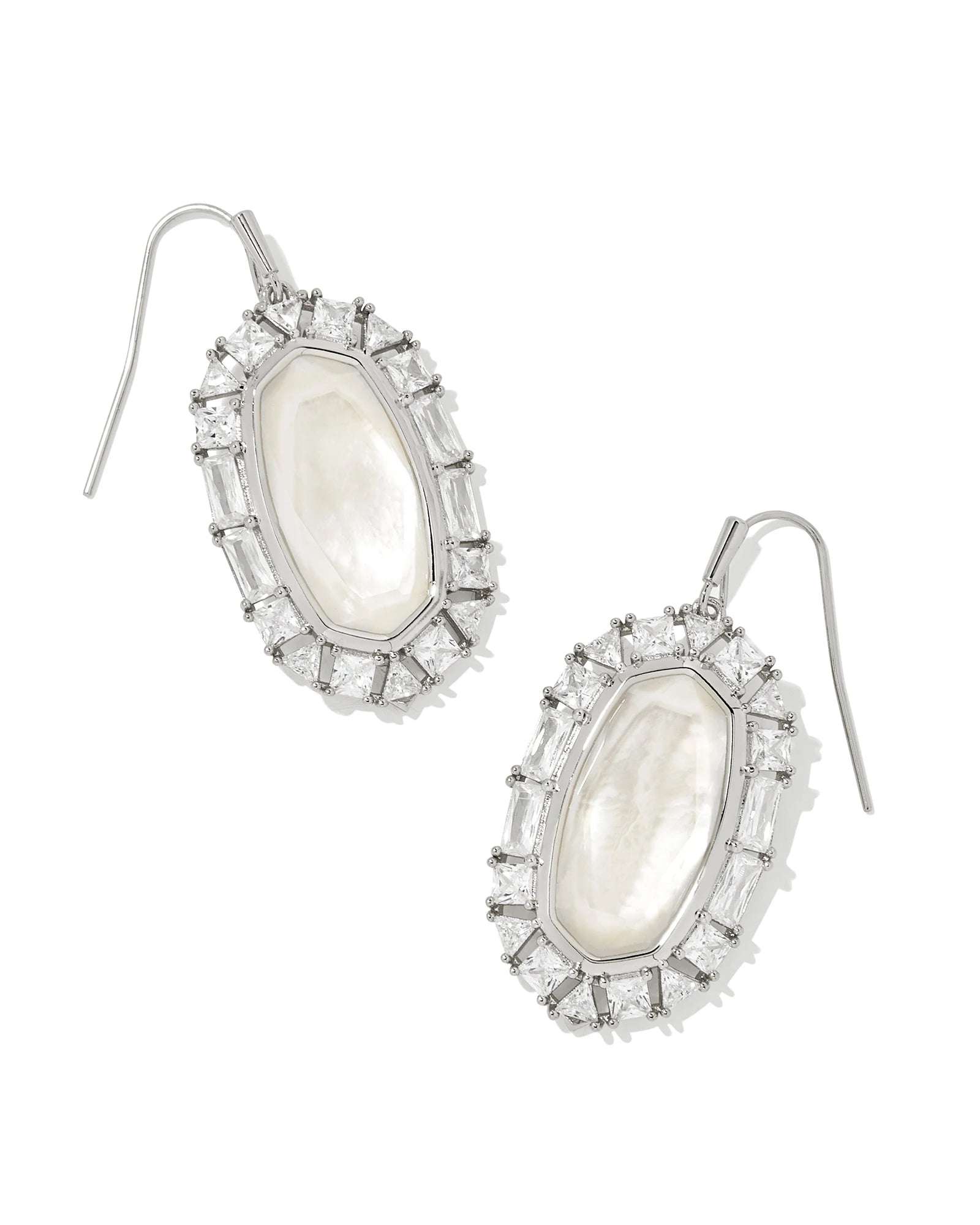 Elle Silver Crystal Frame Drop Earrings