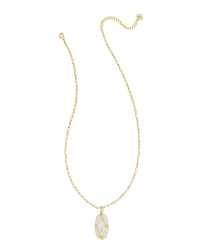 Elle Lattice Frame Gold Large Long Pendant Necklace