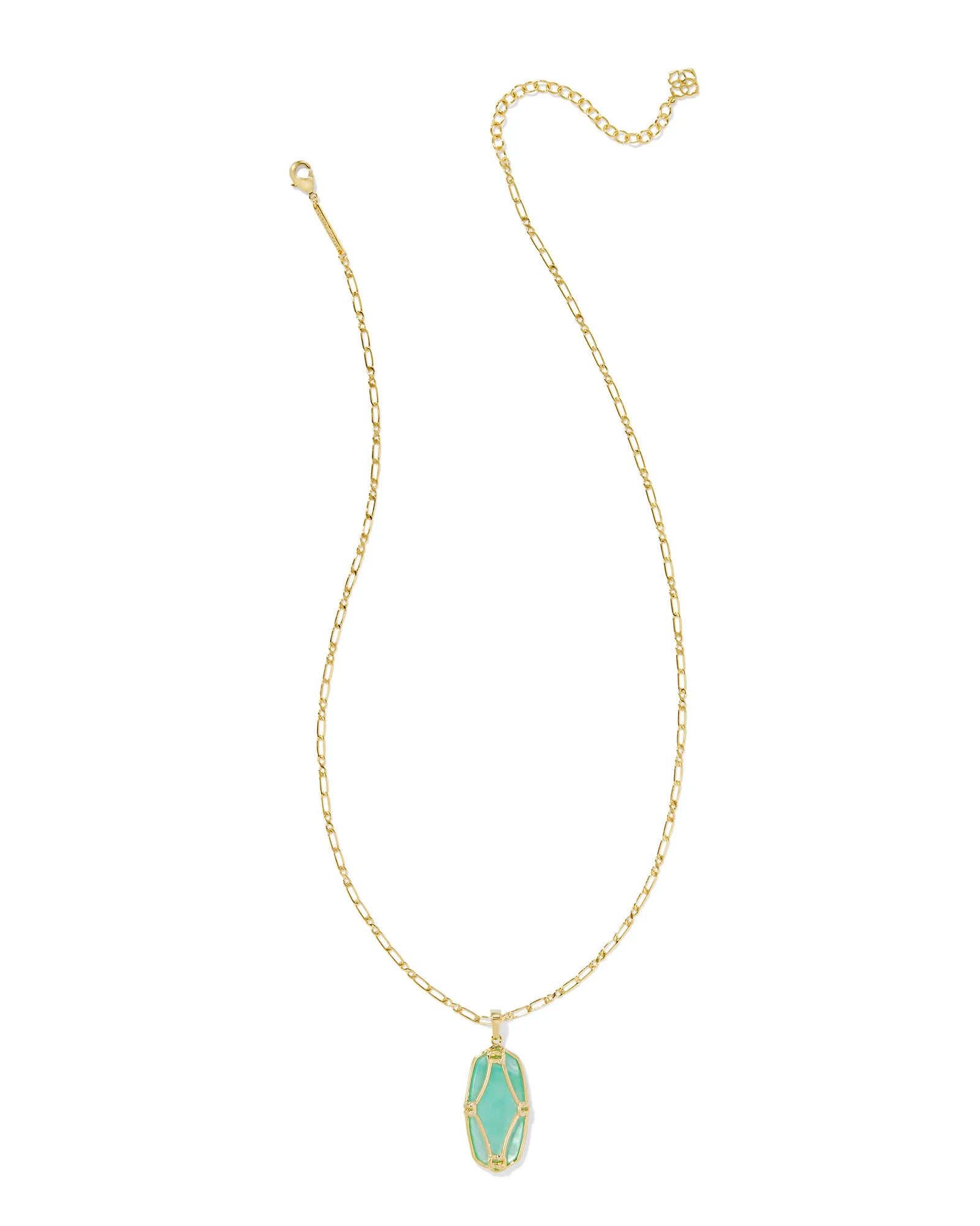 Elle Lattice Frame Gold Large Long Pendant Necklace