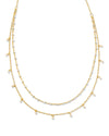 Eve Gold Multi Strand Necklace in White Mix