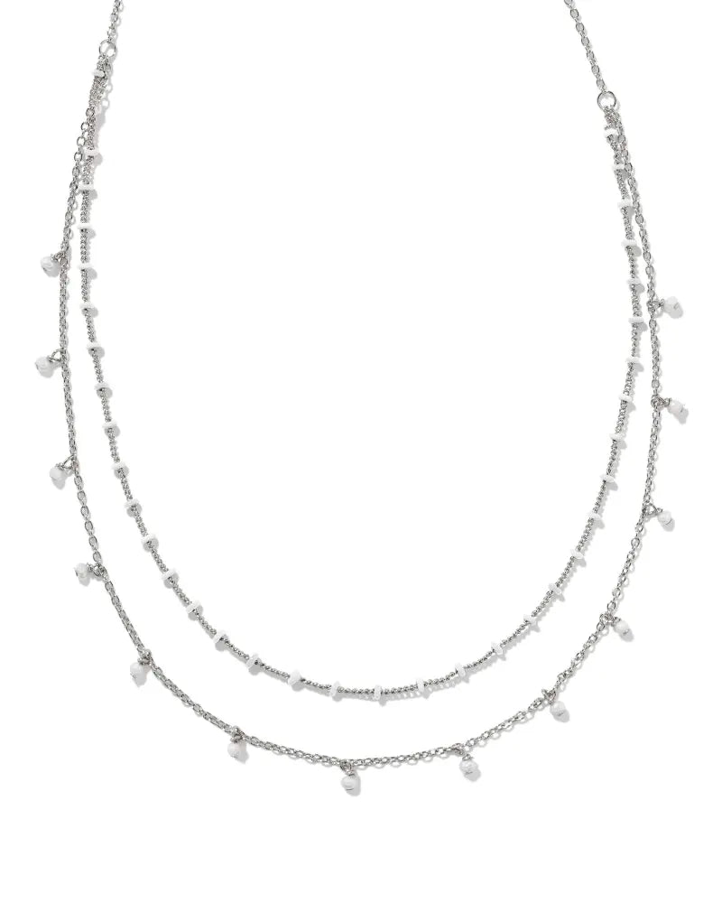 Eve Silver Multi Strand Necklace in White Mix