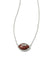 Football Silver Short Pendant Necklace in Orange Goldstone