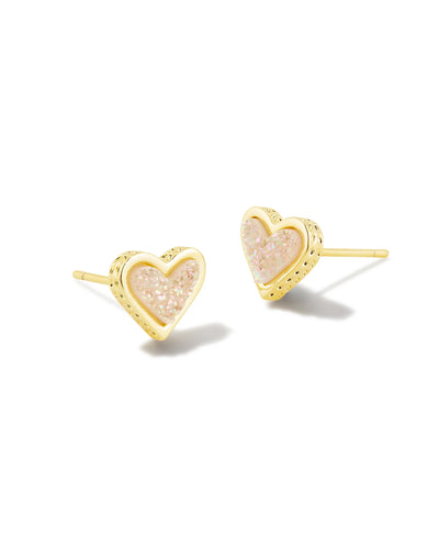 Framed Ari Heart Gold Stud Earrings