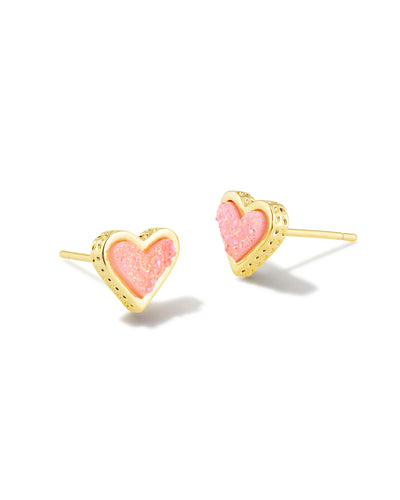 Framed Ari Heart Gold Stud Earrings