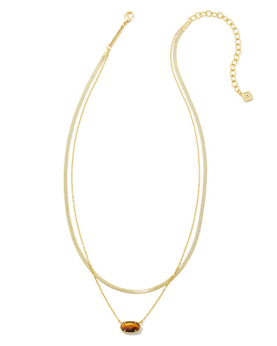 Grayson Herringbone Gold Multi Strand Necklace