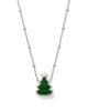 Holiday Tree Silver Short Pendant Necklace