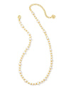 Jovie Gold Beaded Strand Necklace in White Pearl