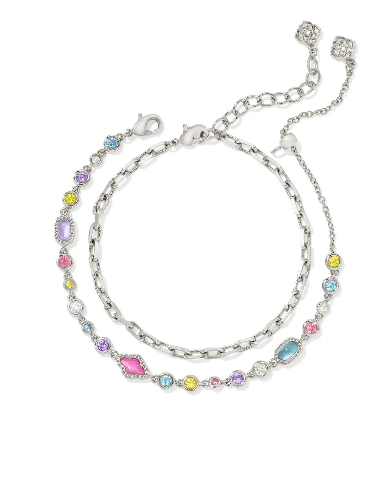 Mini Elisa and Abbie Silver Set of 2 Delicate Chain Bracelets