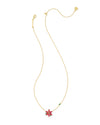 Poinsettia Gold Short Pendant Necklace in Red Mix