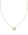 Volleyball Gold Short Pendant Necklace in White Mother-of-Pearl