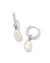 Willa Silver Pearl Huggie Earrings in White Pearl